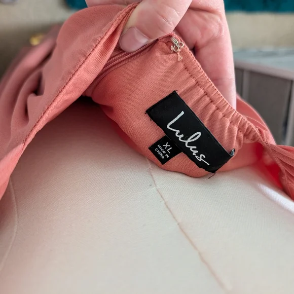 LULUS V Neck Tie Shoulder Plunging Neck Maxi Dress Rusty Rose Color Size XL - Picture 9 of 13